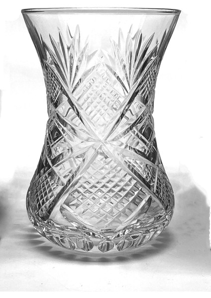 Şeffaf Kesme Göz Dekor Ince Belli 6 Çay Bardağı Seti