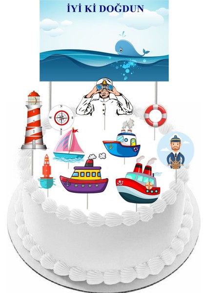 Denizci Pasta Kürdanı Set Kuşe Kağıda Baskı Görseldeki Gibi Gelecektir