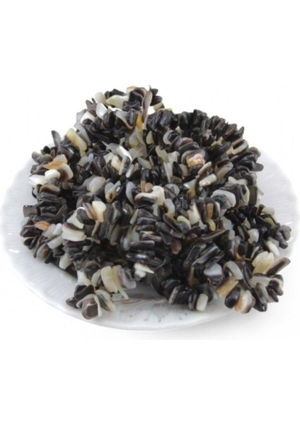 Siyah Gri Desenli Kırık Taş Boncuk (250 Adet)