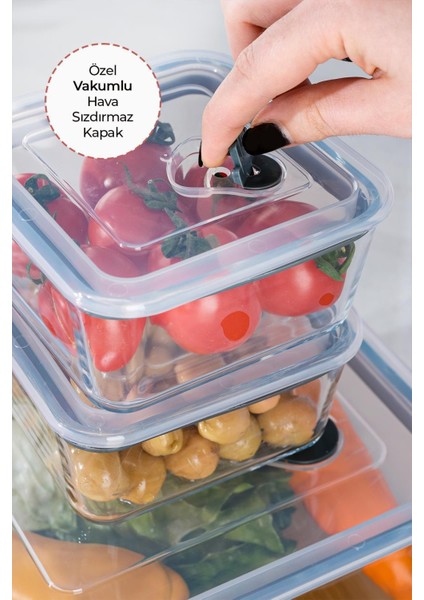 3'lü Vakumlu Cam Saklama Kabı, Kahverengi, Sağlıklı ve Kullanışlı Set fiyatları