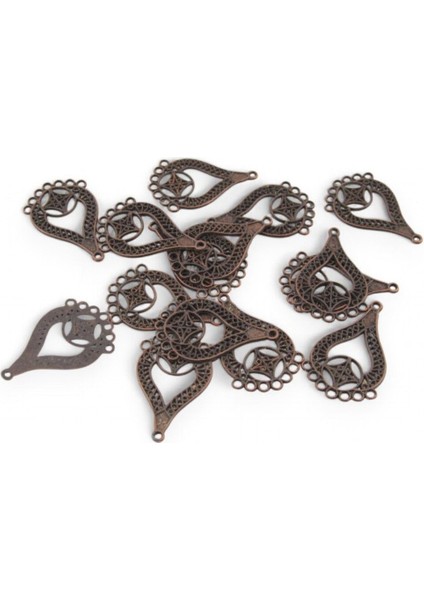 Osmanlı Büyük Damla Modeli Paslanmaz Pirinç Metal 5 Adet (Küpe Aparatı, Bileklik Ucu, Broş Aksesuar)