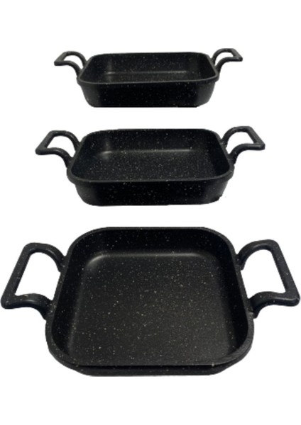 Siyah Granit Kaplama Kare Sahan Seti 3'lü 18-20-22 cm fiyatları