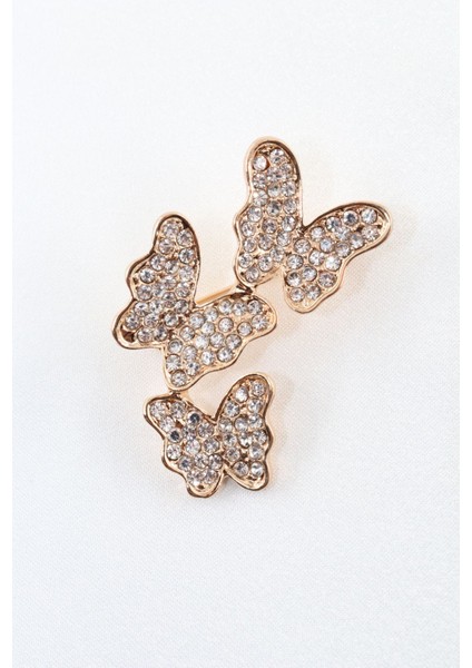 Gold Üçlü Kelebek Broş. Taşlı Tasarım Broş. Yaka Iğnesi Broş. Kadın Broş. Broş. Kelebek Broş. modelleri