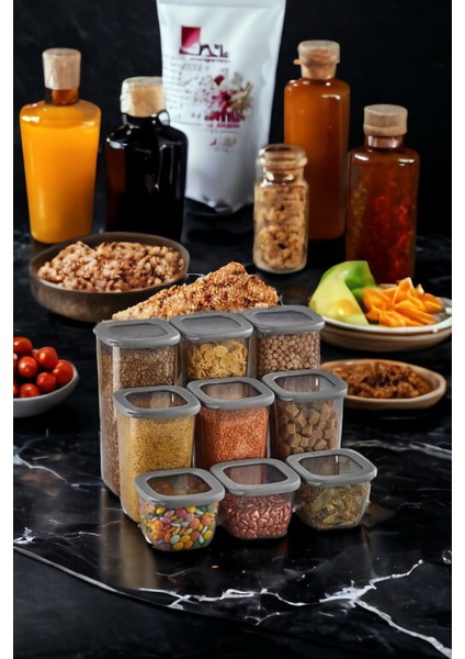 Şeffaf 9'lu Saklama Kabı Seti, Kumsal Desenli, Pratik ve Şık Tasarım