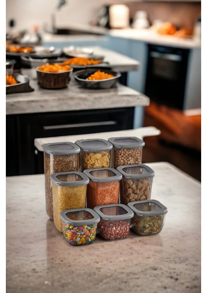 Şeffaf 9'lu Saklama Kabı Seti, Kumsal Desenli, Pratik ve Şık Tasarım indirimleri