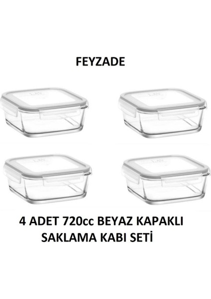 Beyaz 4'lü Saklama Kabı Seti 720CC, Pratik ve Şık Mutfak Gereçleri