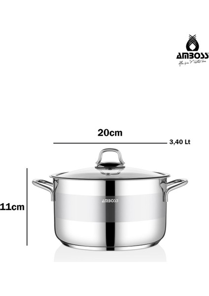 Paslanmaz Çelik Derin Tencere 20 cm Cam Kapaklı, Sağlam ve Şık Mutfak Gereci