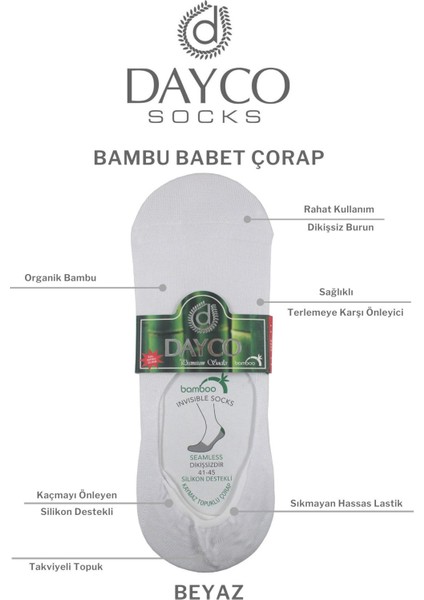 Erkek Bambu Premium Babet Çorap 4'lü Set Beyaz fiyatları
