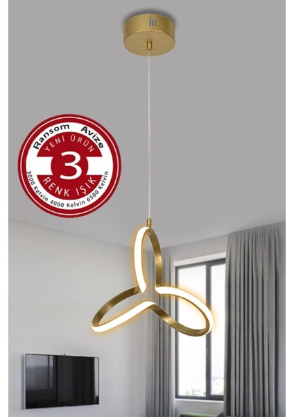 3 Renk Yonca Modern Gold Kasa LED Avize, Şık ve Renkli Aydınlatma Seçeneği fiyatları