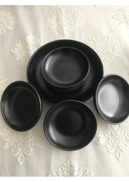 7 Parça Çerez Takımı, Mat Siyah, Şık ve Kullanışlı Set