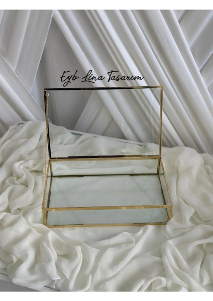 Şeffaf Cam Kutu, Kapaklı, Sunumluk, 25X14 Cm, Şeker, Çikolata ve Takı Saklama Alanı