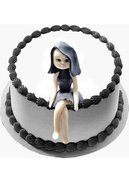 Şeker Hamurundan Oturan Kız Modeli Pasta Figürü Ekranda Gördüğünüz Renk ve Şekil Gelecek