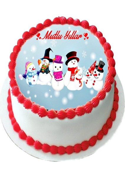 Yenilebilir Pasta Resmi Yılbaşı Pastası Pasta Resmi 6- 8- 10 Kişilik Pastaya Uygun 16 cm fiyatları