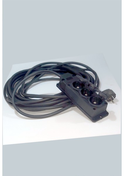 Uzun Kalın Sağlam 15 Metre Topraklı 3x2,5 mm Bakır Telli 3 Lü Kapaklı Prizli Fişli Uzatma Kablosu