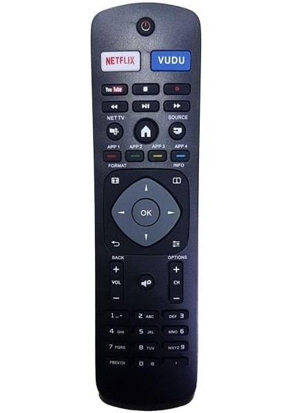 Phılıps Uyumlu NH500UP Netflıx-Vudu-Youtube Tuşlu LED LCD Smart Tv Kumandası