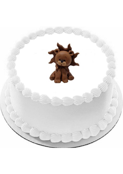 Şeker Hamurundan Pasta Tamamlayıcı Süs Kahverengi Aslan Modeli