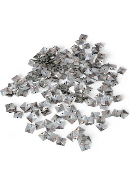 9x9 Kare Bombeli Çift Delikli Gümüş Pul Payet (30 gr 100 Adet)