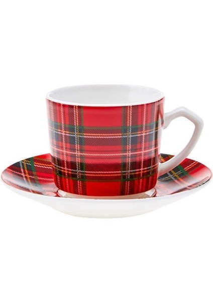 Kırmızı Ekose 2 Kişilik Kahve Fincanı Takımı 80 Ml, Şık ve Kullanışlıdır. indirimleri