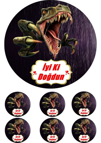 Dinazor Yenilebilir Pasta Resmi Pirinç Kağıdından 6- 8- 10 Kişilik Pastaya Uygun 16 cm