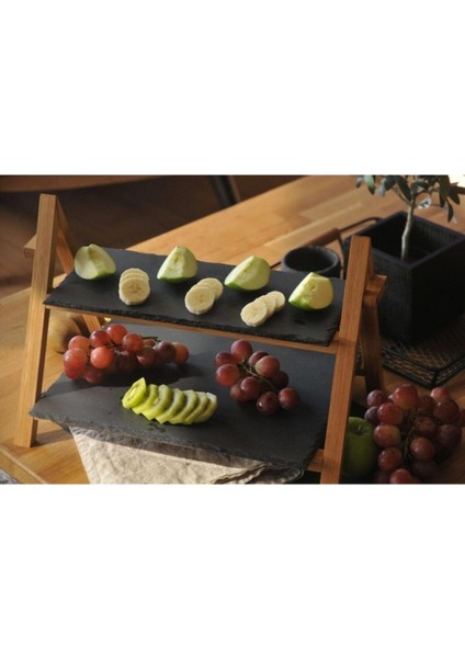 Beyaz Iki Katlı Taşev Domino Sunum Standı, Şık ve Fonksiyonel Ürün.