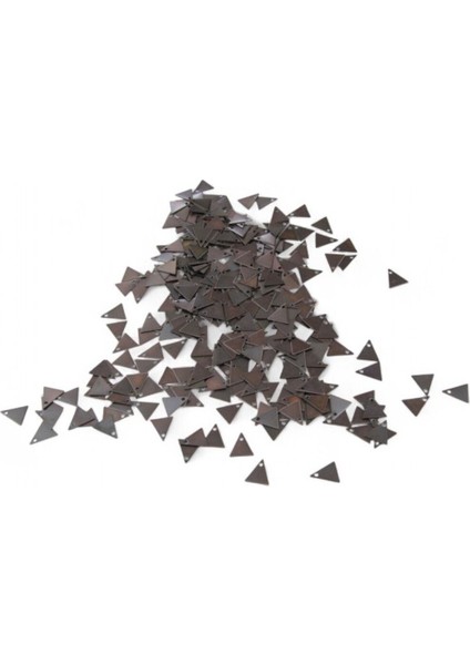 Koyu Gri Yandan Delikli 10X5 mm Üçgen Pul Payet (30 gr 175 Adet)