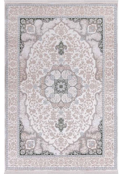 Saklıköy 3116A Bej Yeşil Yumuşak Dokulu Tok Dokuma Modern Salon, Mutfak, Oturma, Çocuk Odası Halısı