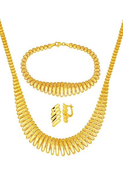 Modern Tasarım Altın Taşsız Takı Seti