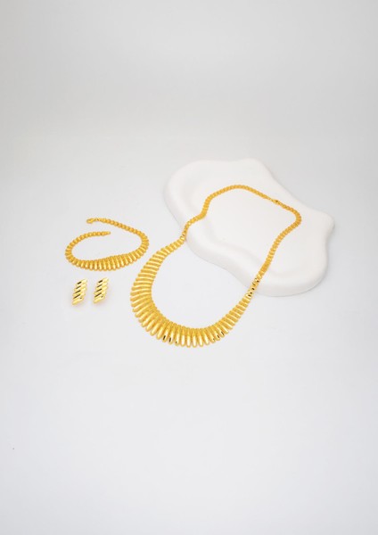 Modern Tasarım Altın Taşsız Takı Seti fiyatları