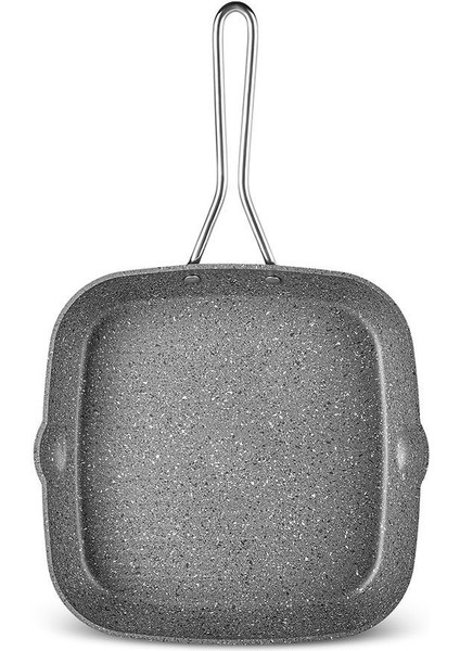 28 cm Siyah Biogranit Grill Tava, Dayanıklı ve Şık Mutfak Gereci