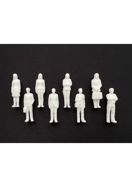 Minyatür Insan Figür Seti – 1/100 Ölçek, 1.8cm, Boyanabilir, 8’li Set