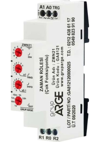 ZMN21 ,ray/dın 220VAC KONTAK-1A1K Multi Zaman Röle