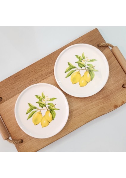 Limon Desenli Porselen Yuvarlak Mini Sunum Tabağı 2'li indirimleri