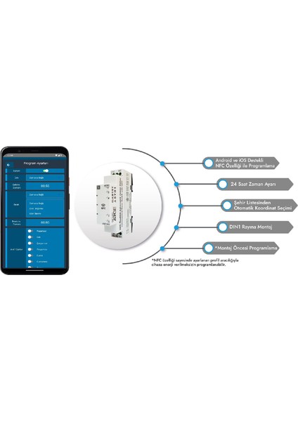 AST01-NFC ,ray/dın 12V..220VAC/DC KONTAK-2A2K Astronomik Zaman Saati