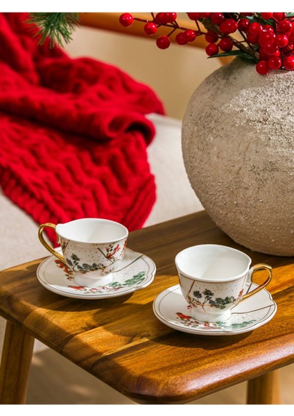 Şık Beyaz 2'li Porselen Kahve Fincan Takımı, 90 Ml, Zarif Tasarım