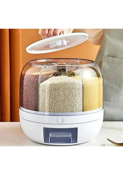 6 Gözlü 360° Dönen Organizer Saklama Kabı, Beyaz, 6 kg Kapasiteli fırsatları