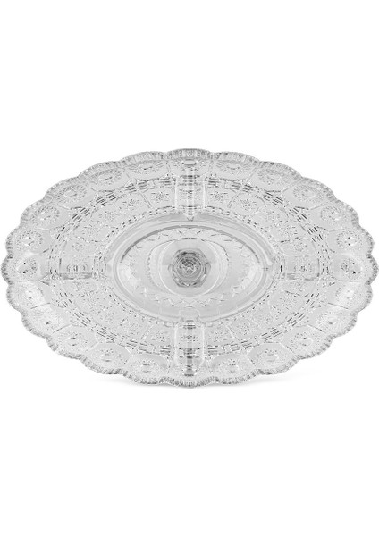 Bölmeli Kristal Cam Tatlı Sunum Tabağı 36 Cm, Şık ve Kullanışlı Tasarım indirimleri