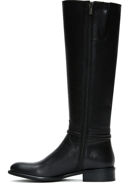 Kadın Siyah Fermuarlı Aksesuar Detaylı Deri Çizme 25WFD280618 fırsatları