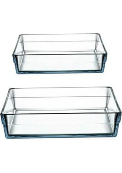 2'li Boy Premium Dikdörtgen Cam Tepsi Seti, Şık ve Dayanıklı Tasarım fiyatları