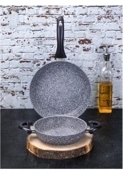 Gri 2'li Granit Tava ve Sahan Seti, Dayanıklı ve Şık Mutfak Gereçleri fırsatları