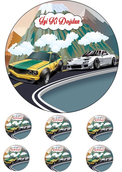 Yenilebilir Pasta Resmi Yarışan Araba Modeli 6- 8- 10 Kişilik Pastaya Uygun