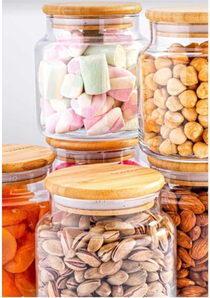 6'lı Cam Saklama Kabı, Vakumlu, Bambu Kapak, 250ML, Sağlam ve Şık Tasarım fiyatları