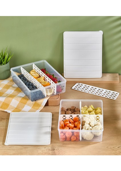 Çok Renkli 2'li 4 Lt. Bölmeli Saklama Kabı Seti, Pratik ve Şık Kullanım