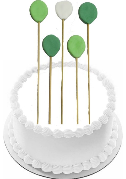 Şeker Hamurundan Yeşil Beyaz Balon 5 Adet Gelecek