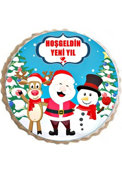 Yılbaşı Kurabiyesi Yenilebilir Resimli Tereyağlı Özel Jelatin Poşetinde 15 Adet