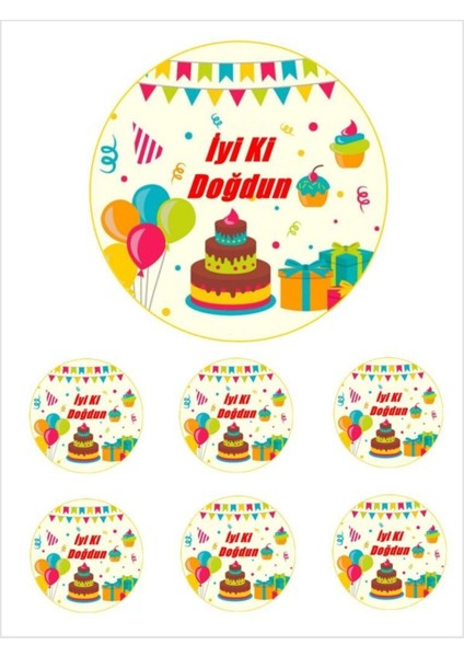 6- 8- 10 Kişilik Pastaya Uygun 16 cm Yenilebilir Pasta Resmi