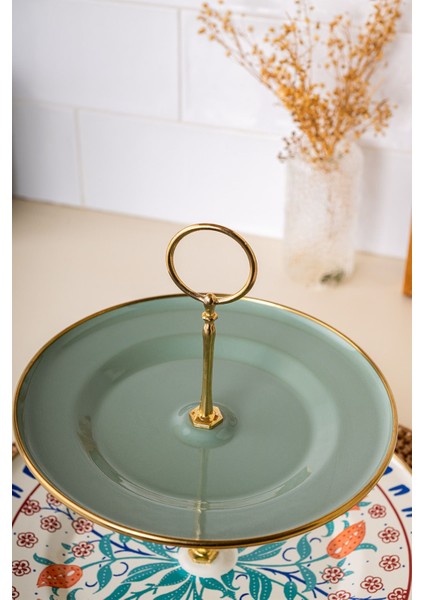 Yeşil Emaye Katlı Kurabiye Kutusu 21X29 Cm, Şık ve Kullanışlı Tasarım modelleri