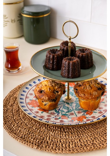 Yeşil Emaye Katlı Kurabiye Kutusu 21X29 Cm, Şık ve Kullanışlı Tasarım indirimleri