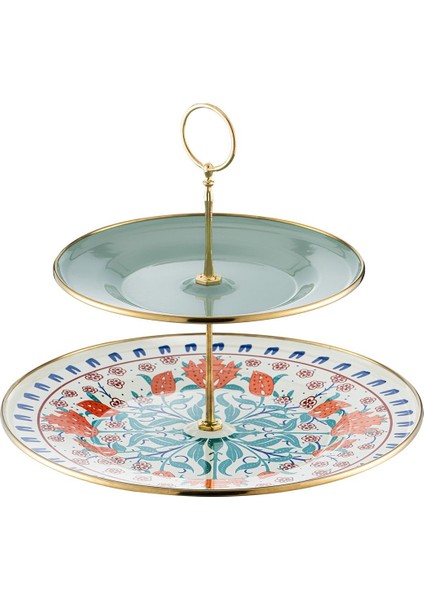 Yeşil Emaye Katlı Kurabiye Kutusu 21X29 Cm, Şık ve Kullanışlı Tasarım