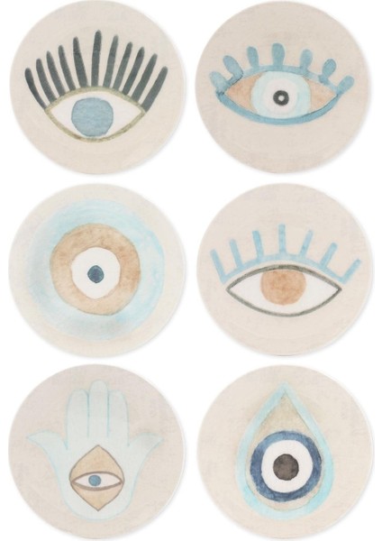 6'lı Renkli Pasta Tabağı Seti, 19 Cm, Şık ve Eğlenceli Tasarım