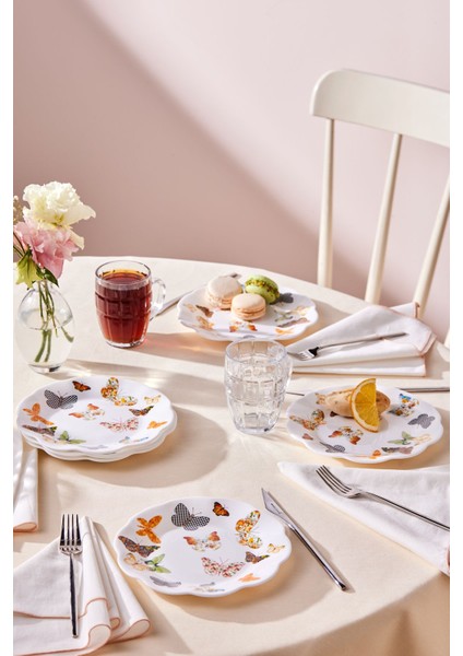 Beyaz Opal Cam Pasta Takımı, 6 Kişilik, 18 Cm, Şık ve Dayanıklı Tasarım